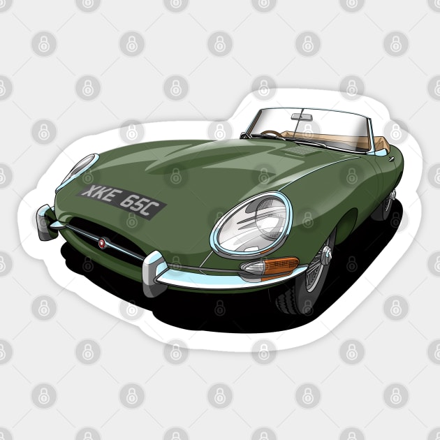 Jaguar e-type roadster Sticker by candcretro